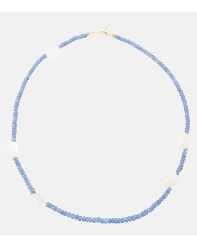 Roxanne First The True Blue Sky 9kt Gold Necklace With Blue Sapphires And Moonstone
