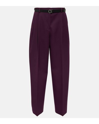 Jil Sander High-rise Wool Straight Trousers - Purple