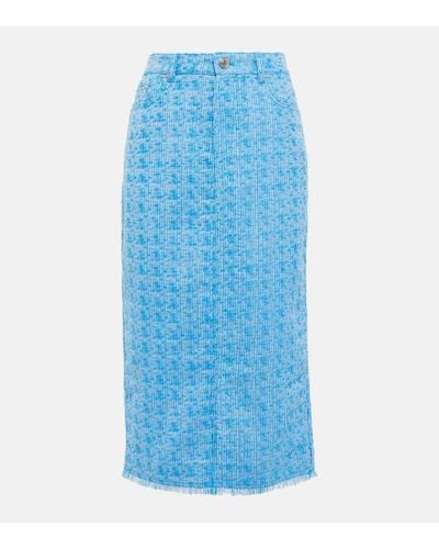 STAUD Guinevere Tweed Midi Skirt - Blue