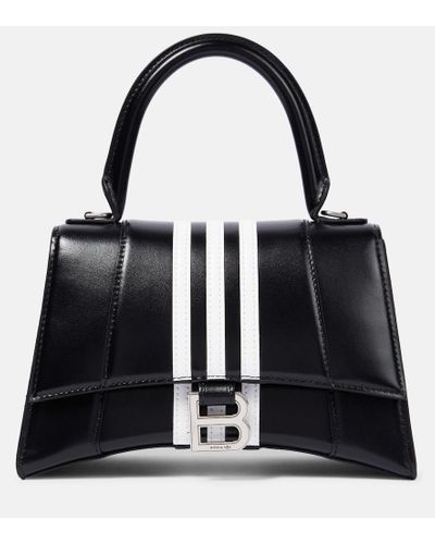 Balenciaga X Adidas Hourglass Small Leather Tote Bag - Black