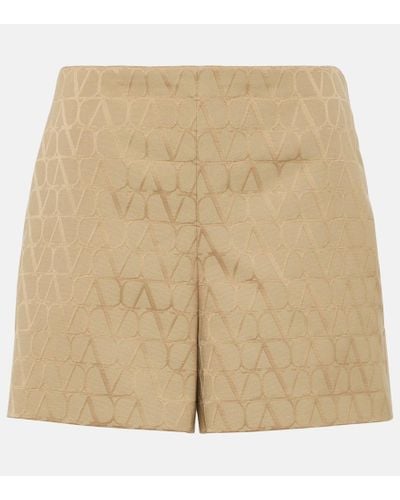 Valentino Toile Iconographe Logo Cotton-blend Shorts - Natural