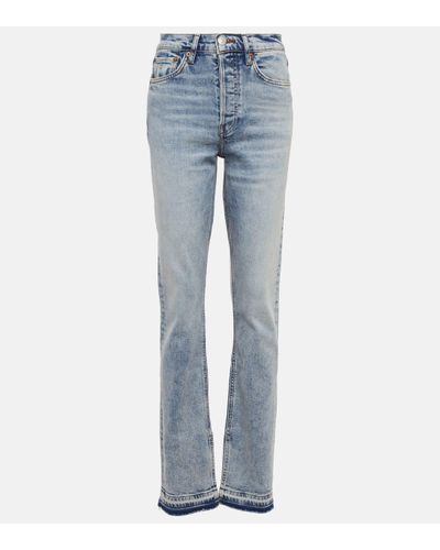 RE/DONE 70s High-rise Split-hem Bootcut Jeans - Blue