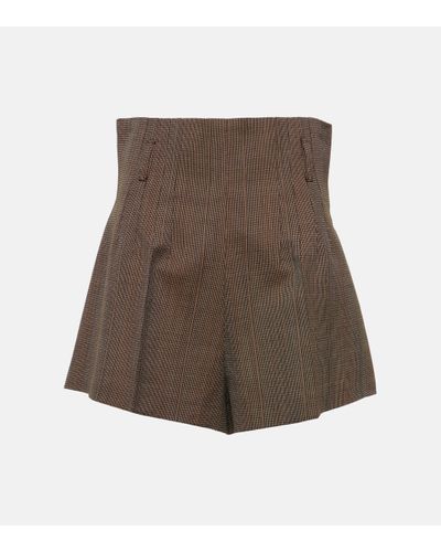 Prada Pinstripe High-rise Wool Shorts - Brown