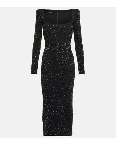 Alex Perry Tiernan Embellished Crepe Midi Dress - Black