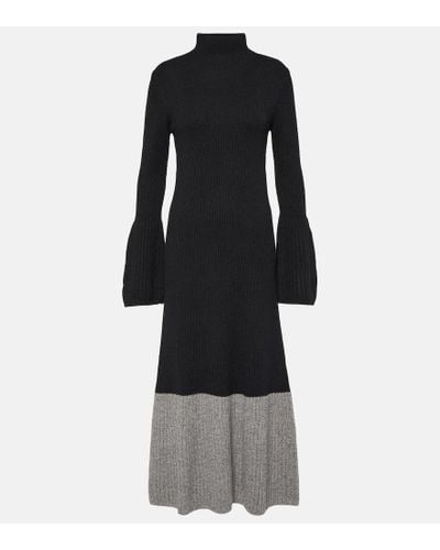 JOSEPH Color Block Wool-blend Maxi Dress - Black