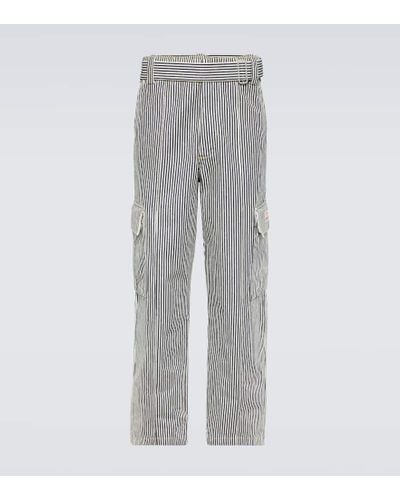 KENZO Striped Straight Cargo Jeans - Gray