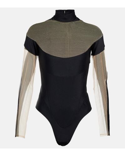 Mugler Paneled Bodysuit - Black