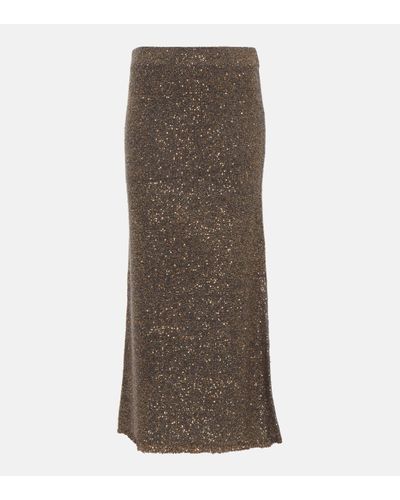 Altuzarra Jupe midi Dione a sequins - Marron