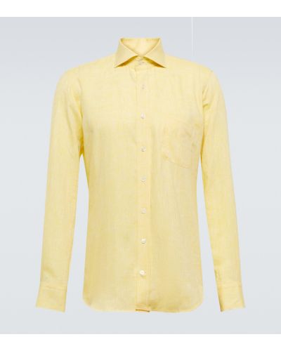 Thom Sweeney Hemd aus Leinen - Gelb