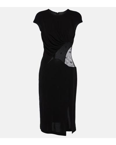 Givenchy Vestido midi 4G de crepe con tul ribeteado - Negro