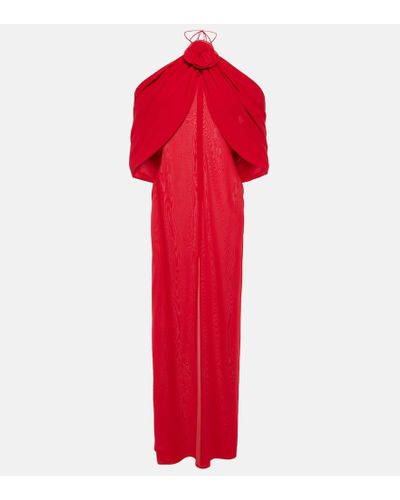 Magda Butrym Draped Silk Maxi Dress - Red