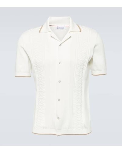 Brunello Cucinelli Camisa de punto de algodon - Blanco