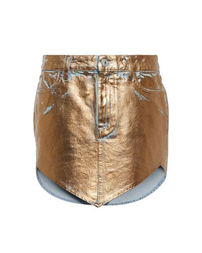 The Attico Dean Laminated Denim Miniskirt - Metallic