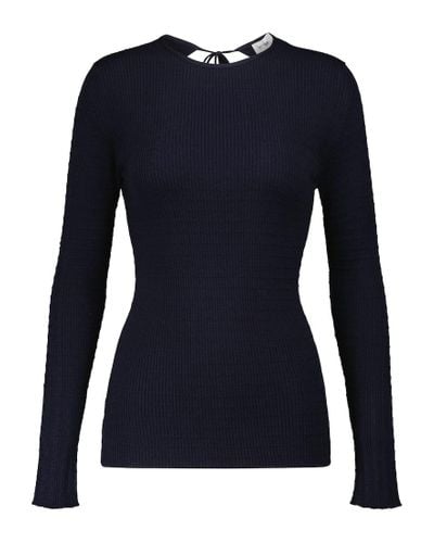 Victoria Beckham Pullover in maglia di lana a coste - Blu