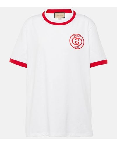Gucci Logo Embroidered Cotton Jersey T-shirt - White