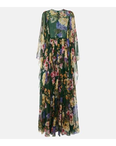Dolce & Gabbana Vestido de chifon de seda floral - Verde