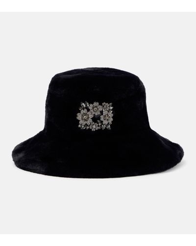 Roger Vivier Embellished Faux Fur Hat - Black