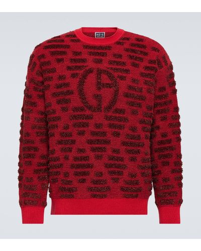 Giorgio Armani Logo Jacquard Wool-blend Jumper - Red