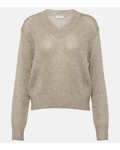 Brunello Cucinelli V-neck Sweater - Natural