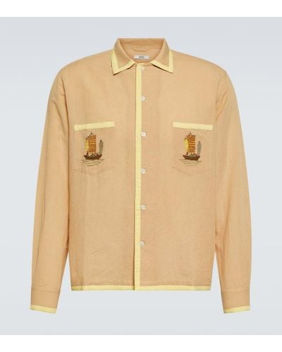 Bode Camisa de lino y algodon bordada - Neutro