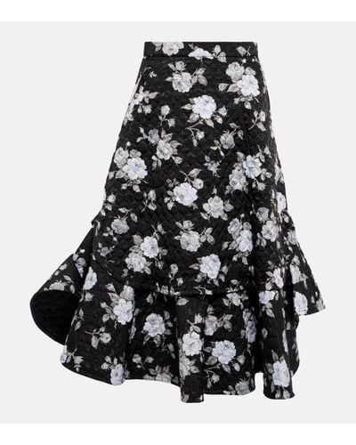 Noir Kei Ninomiya Floral Quilted Midi Skirt - Black
