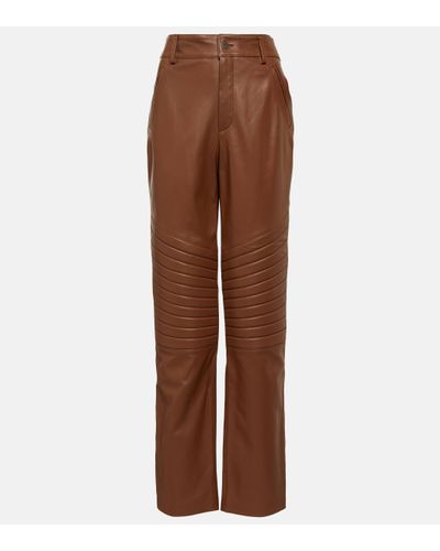 GIUSEPPE DI MORABITO High-rise Straight Leather Trousers - Brown