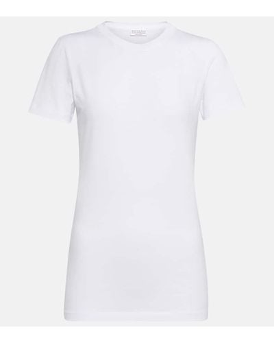 Brunello Cucinelli Camiseta en mezcla de algodon - Blanco