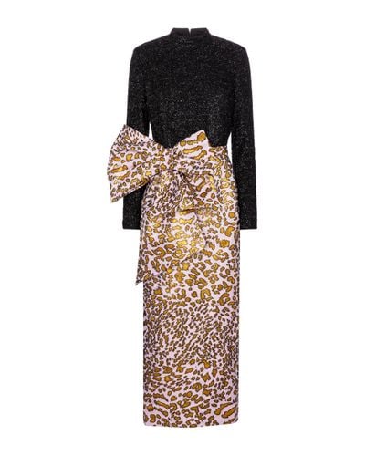 Halpern Leopard Jacquard Gown - Multicolor