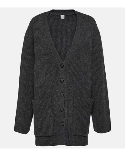 Totême Cardigan oversize in lana a coste - Nero