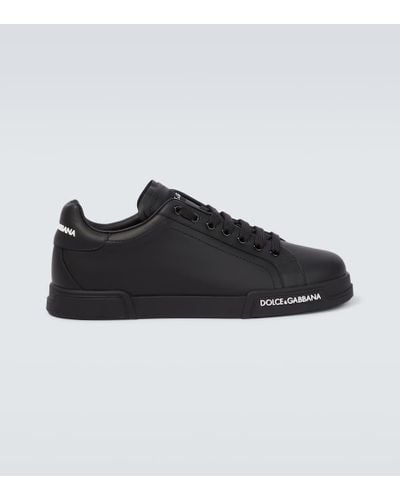 Dolce & Gabbana Zapatillas Portofino de piel con logo - Negro