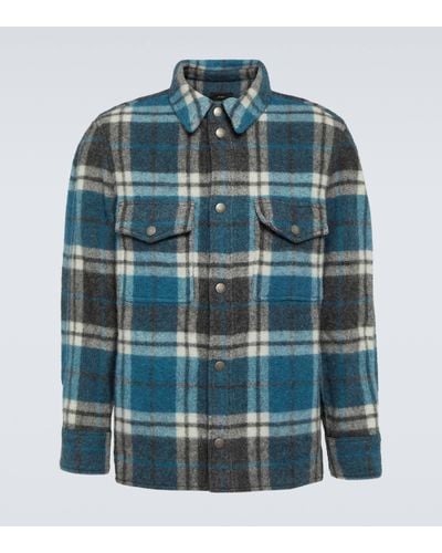 Alanui Checked Wool And Alpaca Shirt Jacket - Blue