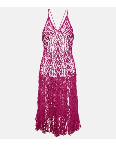 Anna Kosturova Open-knit Cotton Midi Dress - Purple