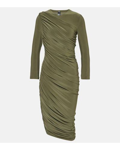 Norma Kamali Diana Ruched Stretch-woven Midi Dress X - Green