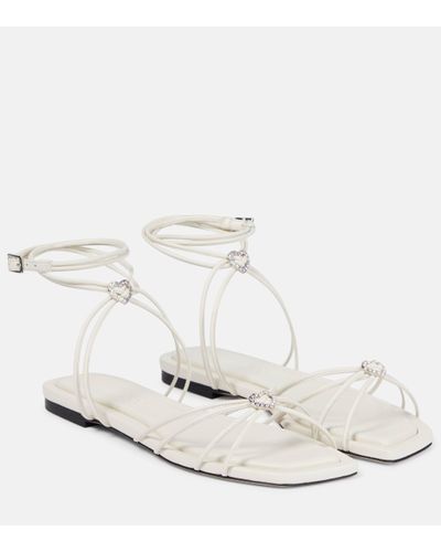 Jimmy Choo Indiya Embellished Leather Sandals - White