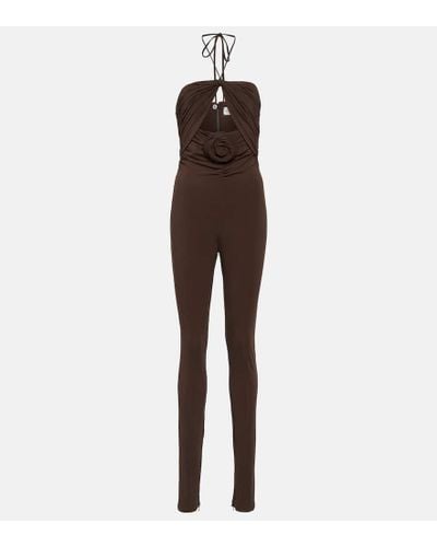 Magda Butrym Jumpsuit in jersey con cut-out - Marrone