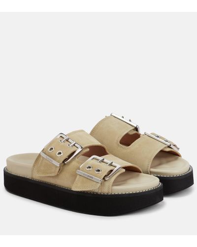 Ganni Sandalen aus Veloursleder - Braun