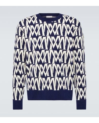 Moncler Monogram Cotton-blend Sweater - Blue