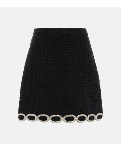 Valentino Embellished Tweed Miniskirt - Black