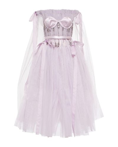 Alexander McQueen Embellished Tulle Midi Dress - Pink