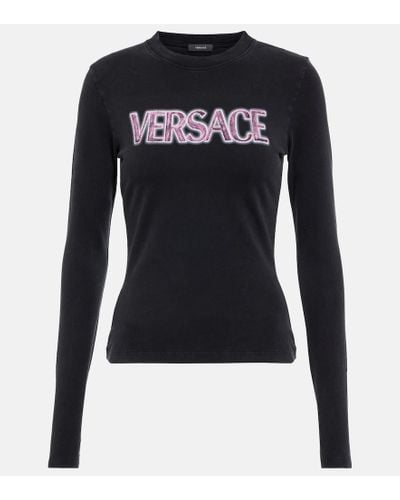 Versace Top Goddess con logo - Blu