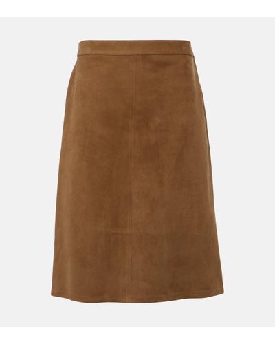 Ferragamo Leather Midi Skirt - Brown