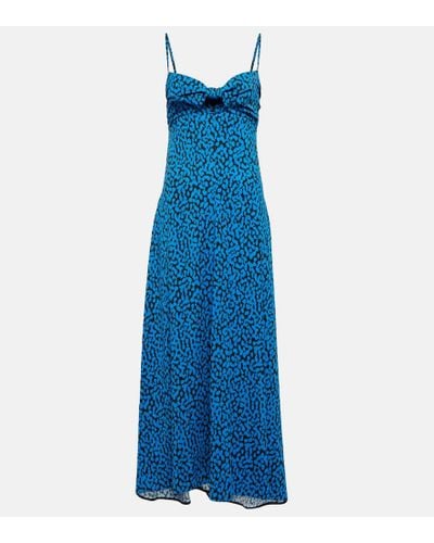 Proenza Schouler Printed Cut-out Maxi Dress - Blue
