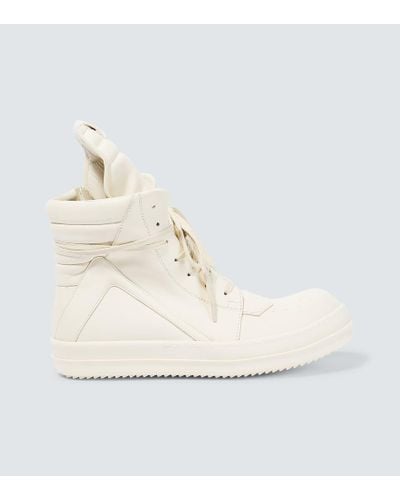 Rick Owens Geobasket Lace-up Leather High-top Sneakers - Natural