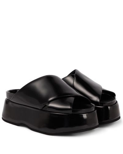 Junya Watanabe Crossover Platform Leather Sandals - Black
