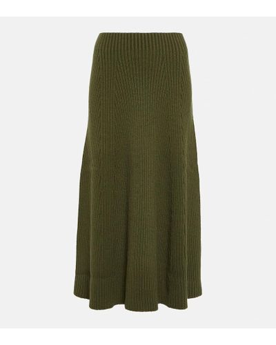 Chloé Falda larga de lana acanalada - Verde