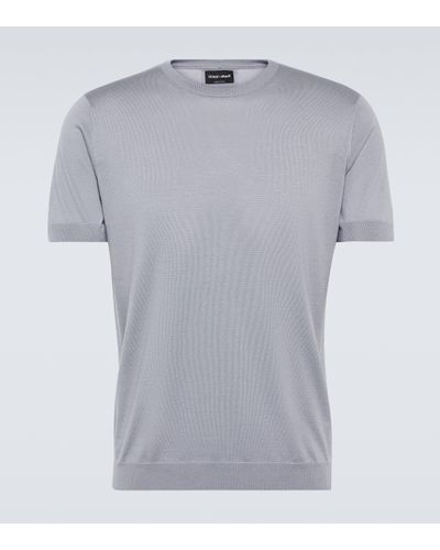 Giorgio Armani T-shirt en coton et soie - Gris