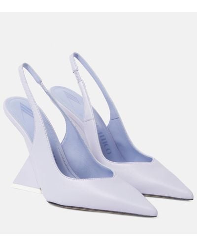 The Attico Cheope 105 Leather Slingback Court Shoes - Blue