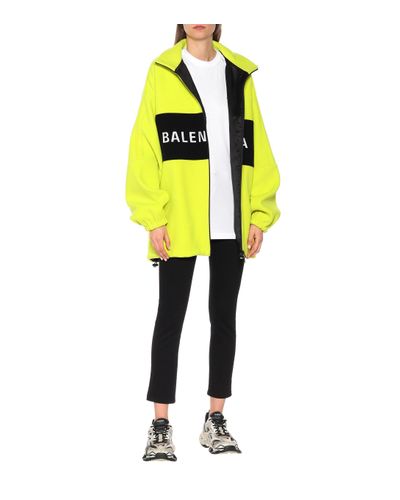 Balenciaga Wool Oversized Zipped Logo Jacket in Neon Yellow (Yellow) - Lyst