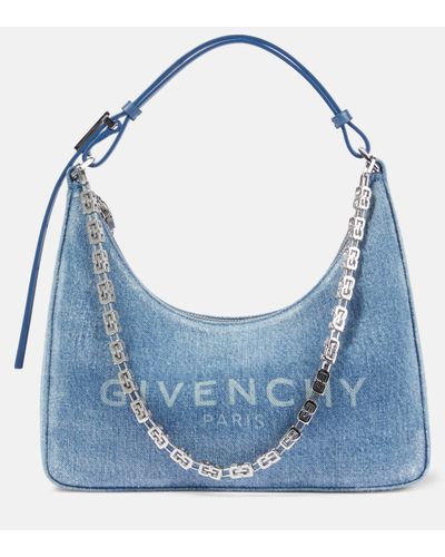 Givenchy Sac Porté Épaule En Jean À Finitions En Cuir Et À Ornements - Bleu