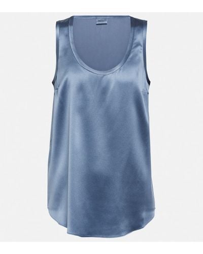 Brunello Cucinelli Top in misto seta - Blu